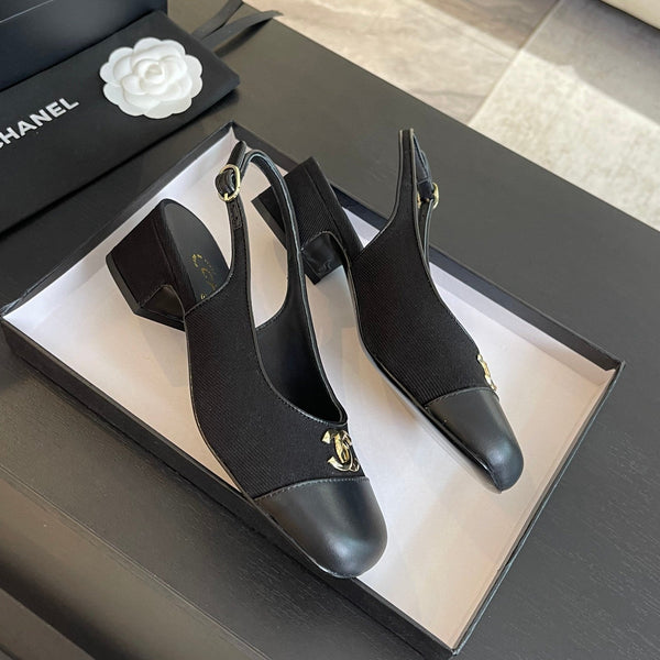 cc slingback 50 black grosgrain calfskin