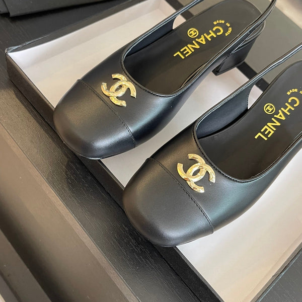 cc slingback 50 all black calfskin