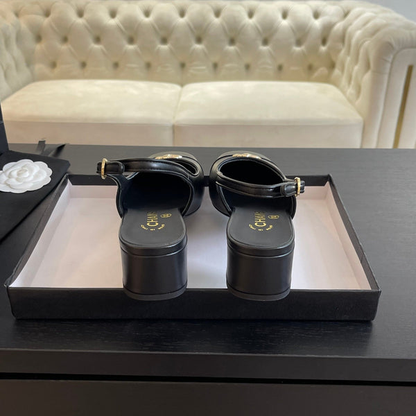 cc slingback 50 all black calfskin