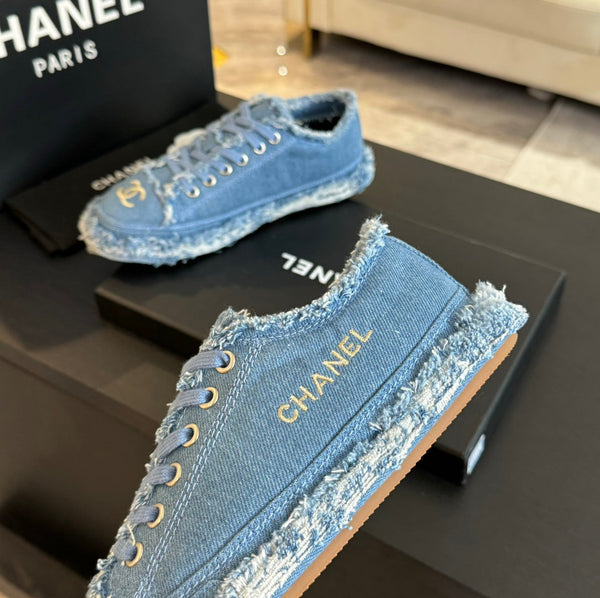 cc low sneaker blue denim embroidery canvas