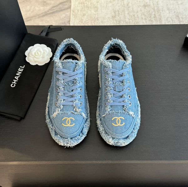 cc low sneaker blue denim embroidery canvas