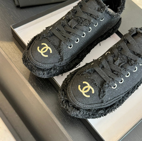 cc low sneaker black denim embroidery canvas