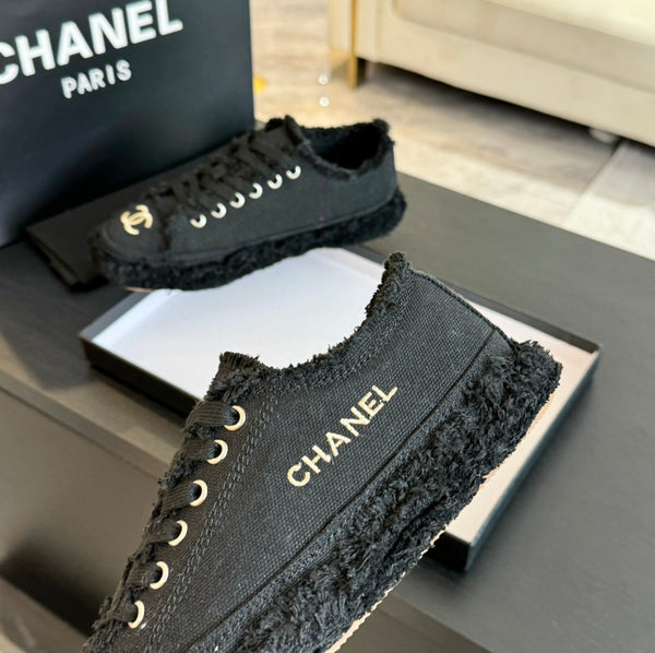 cc low sneaker black denim embroidery canvas