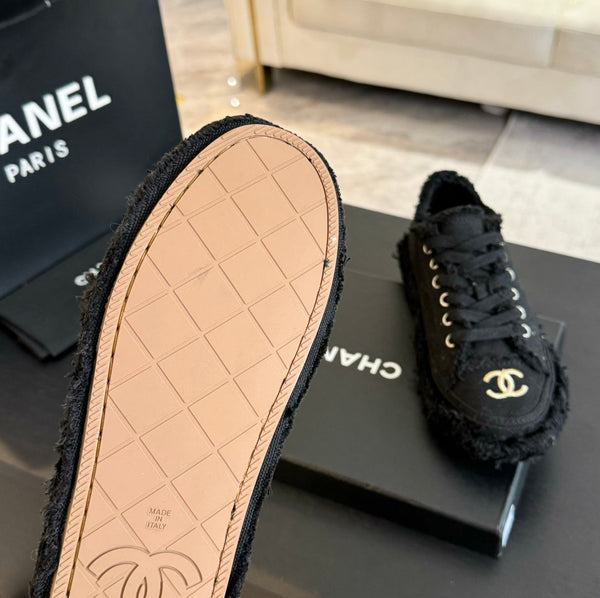 cc low sneaker black denim embroidery canvas