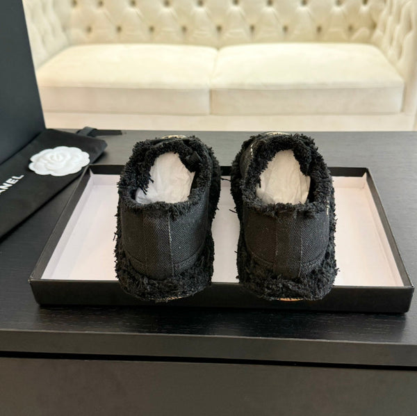 cc low sneaker black denim embroidery canvas