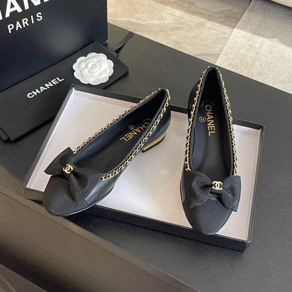 BALLERINA IN PELLE DI VITELLO E TESSUTO NERI