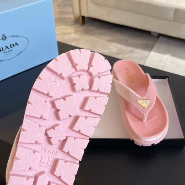 SANDALI INFRADITO IN GOMMA PRA VELLUTO ROSA CHIARO