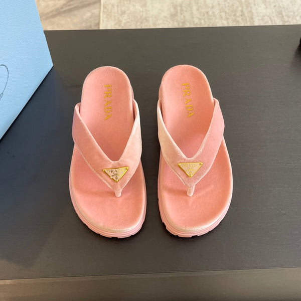 SANDALI INFRADITO IN GOMMA PRA VELLUTO ROSA CHIARO