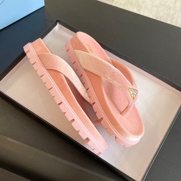 SANDALI INFRADITO IN GOMMA PRA VELLUTO ROSA CHIARO