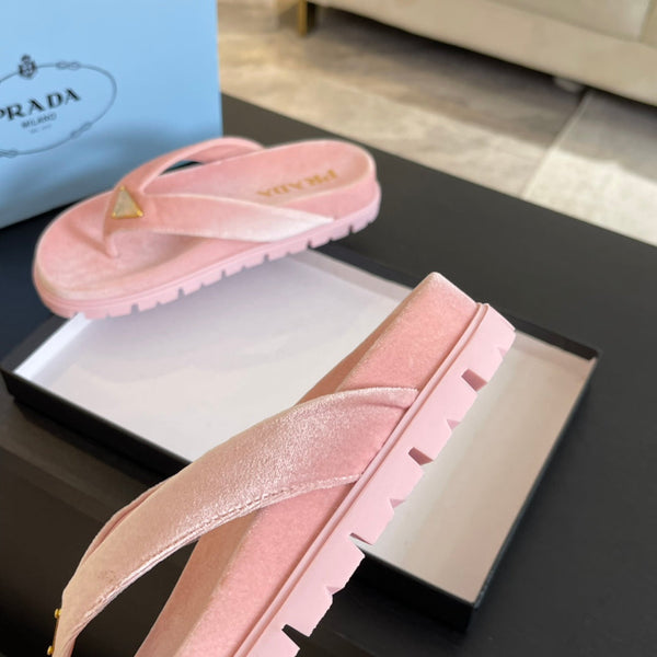 SANDALI INFRADITO IN GOMMA PRA VELLUTO ROSA CHIARO