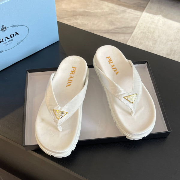 SANDALI INFRADITO IN GOMMA PRA VELLUTO BIANCO