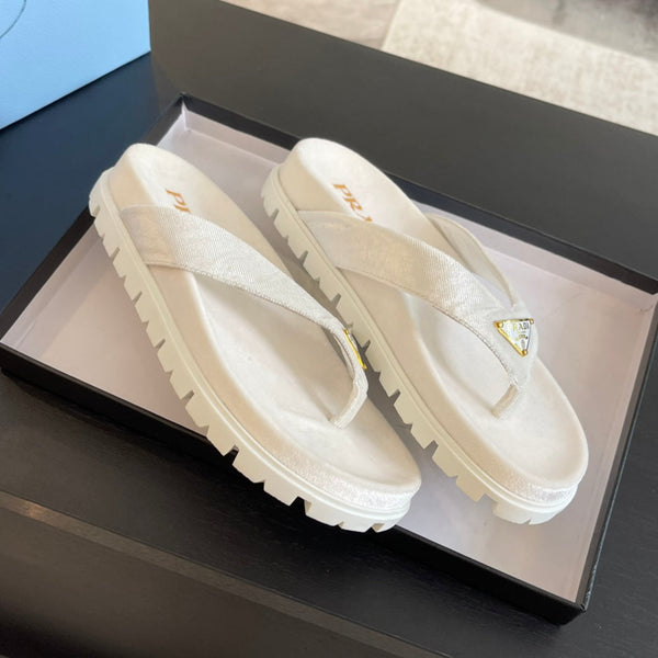 SANDALI INFRADITO IN GOMMA PRA VELLUTO BIANCO