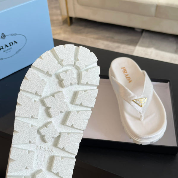 SANDALI INFRADITO IN GOMMA PRA VELLUTO BIANCO