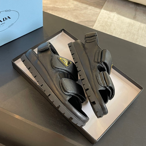 PRA FLAT NAPPA SANDALS BLACK LAMBSKIN