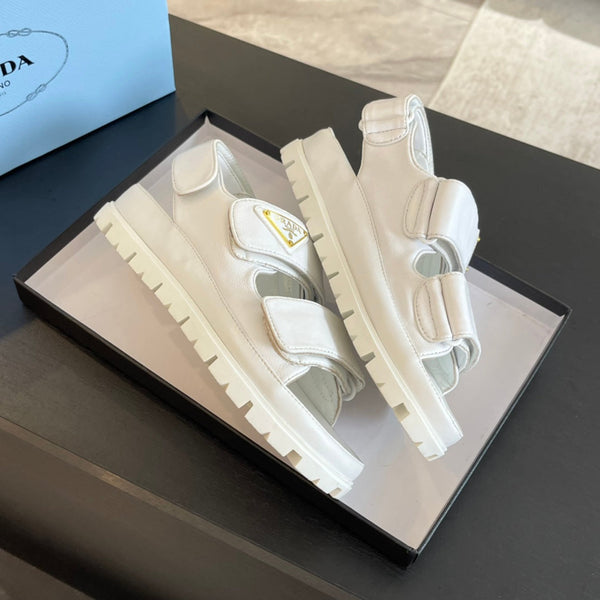 SANDALI PRA FLAT IN NAPPA AGNELLO BIANCO