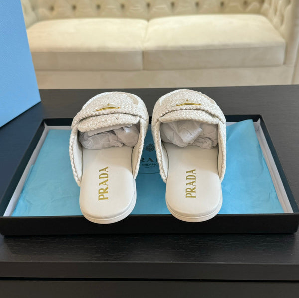 PRA CROCHET SPECIAL MULES IN PELLE DI AGNELLO BIANCA