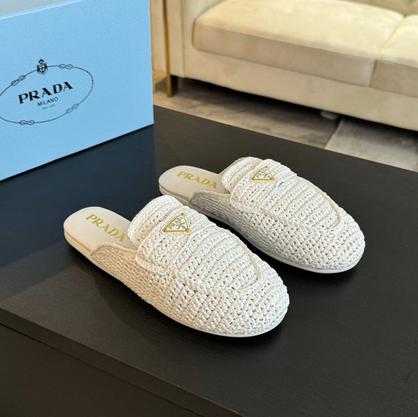 PRA CROCHET SPECIAL MULES IN PELLE DI AGNELLO BIANCA