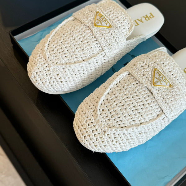 PRA CROCHET SPECIAL MULES IN PELLE DI AGNELLO BIANCA