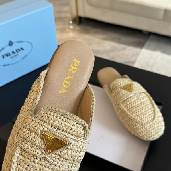 PRA CROCHET SPECIAL MULES BEIGE IN PELLE DI AGNELLO