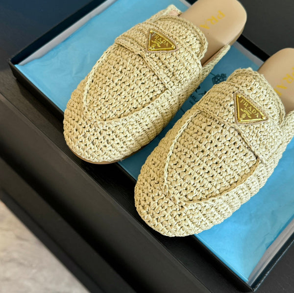 PRA CROCHET SPECIAL MULES BEIGE IN PELLE DI AGNELLO