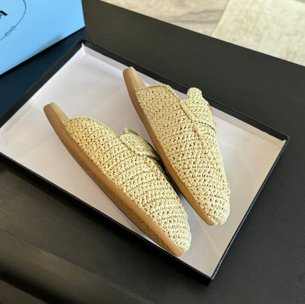 PRA CROCHET SPECIAL MULES BEIGE IN PELLE DI AGNELLO