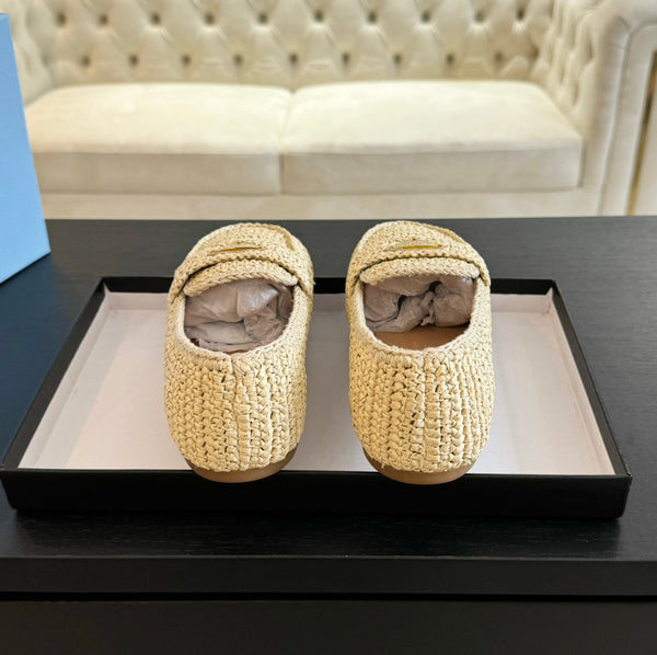 MOCASSINI PRA ALL'UNCINETTO IN PELLE DI VITELLO GIALLO PASTELLO