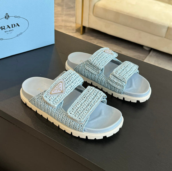 PRA RAFFIA CORK SLIDE SKY CALFSELLE