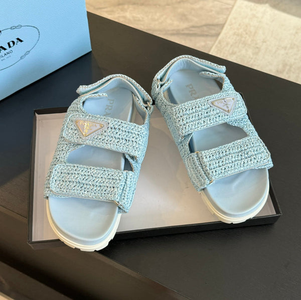 SANDALI PRA ALL'UNCINETTO IN PELLE DI VITELLO CIELO