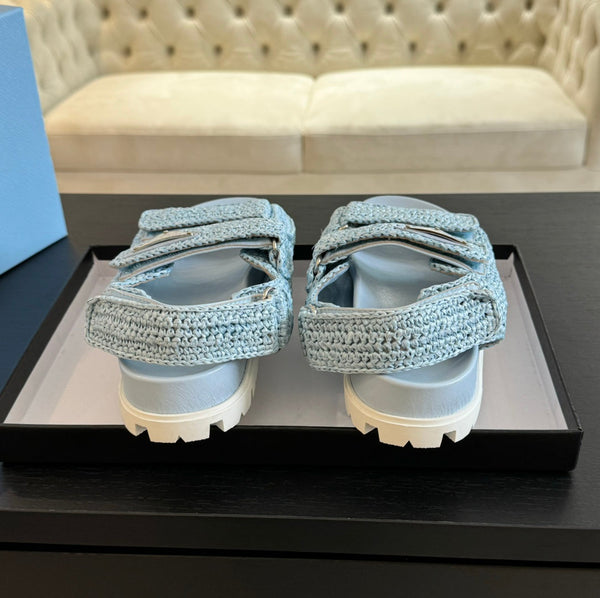 SANDALI PRA ALL'UNCINETTO IN PELLE DI VITELLO CIELO