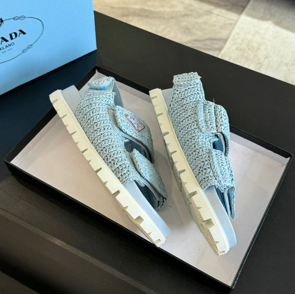 SANDALI PRA ALL'UNCINETTO IN PELLE DI VITELLO CIELO