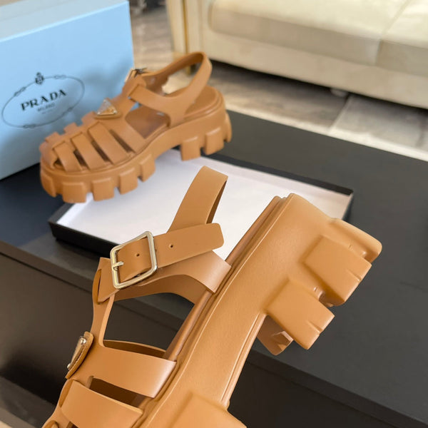 PRA RUBBER MONOLITH SANDALS BRONZE CALFSKIN