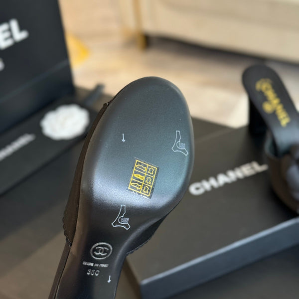 CC Mules 80mm Black Matte Fabric