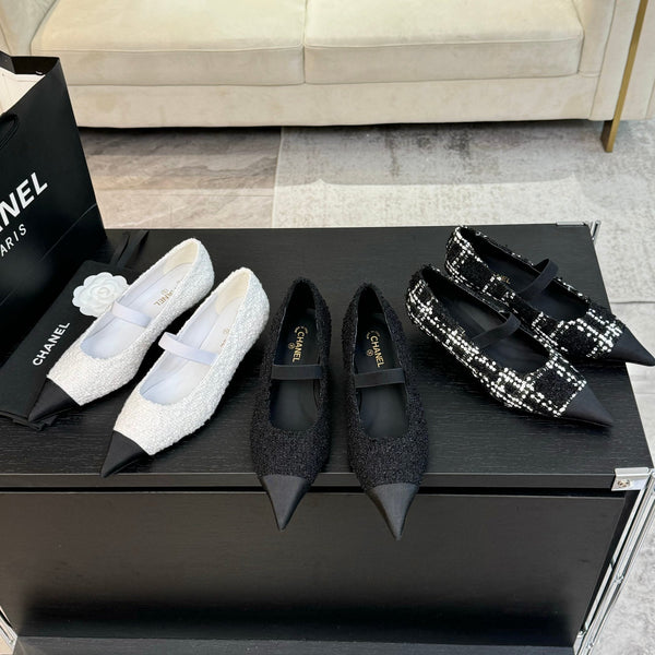 mary jane 35 pointed toe black tweed black grosgrain