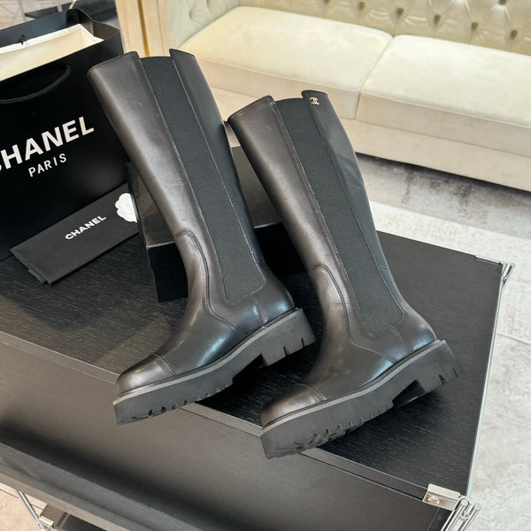 Stivali alti Chelsea CC in pelle di vacchetta nera