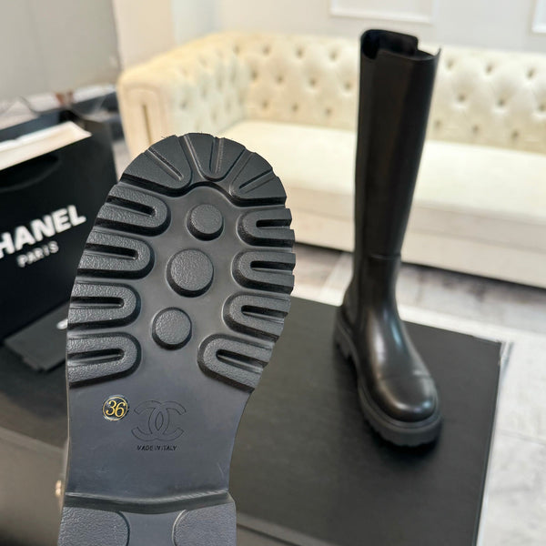 Stivali alti Chelsea CC in pelle di vacchetta nera