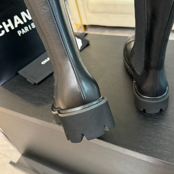 Stivali alti Chelsea CC in pelle di vacchetta nera