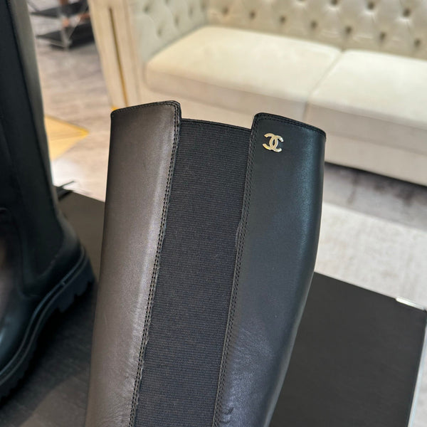 Stivali alti Chelsea CC in pelle di vacchetta nera