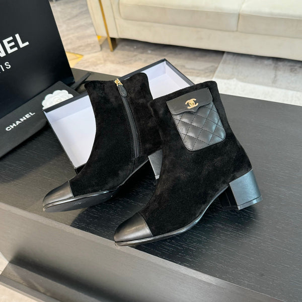 CC Ankle Boots 50mm Black Suede And Lambskin