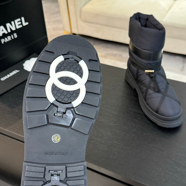 CC Ankle Boots Grey Mix Black Wind Cloth Quilted