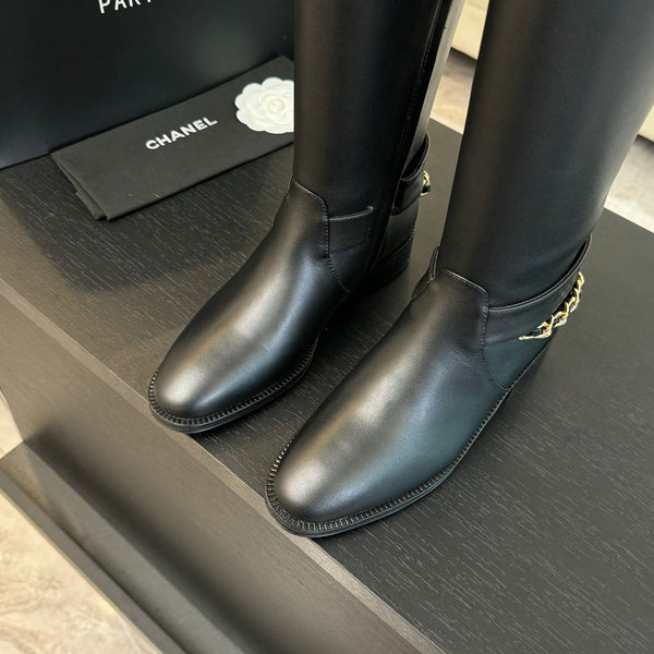 Stivali alti CC 30mm in pelle di vacchetta nera lucida