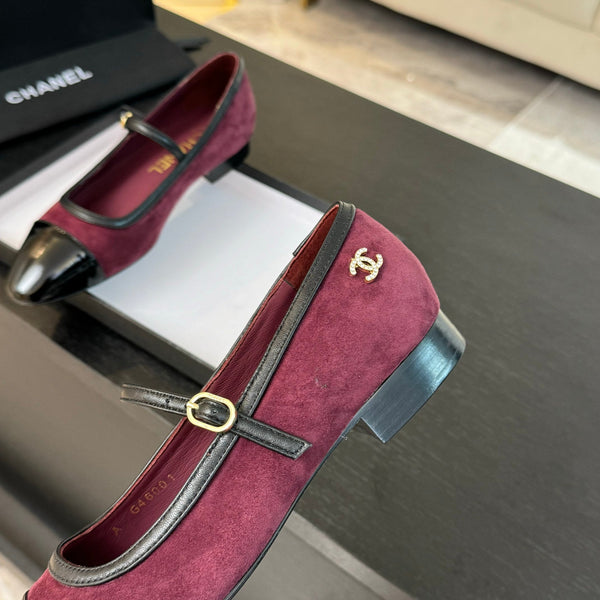 CC Mary Jane Black Dark Red Suede