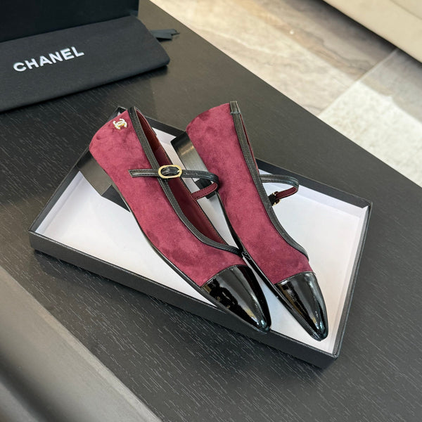 CC Mary Jane Black Dark Red Suede