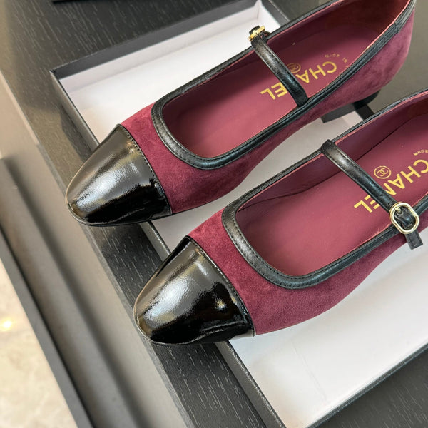 CC Mary Jane Black Dark Red Suede