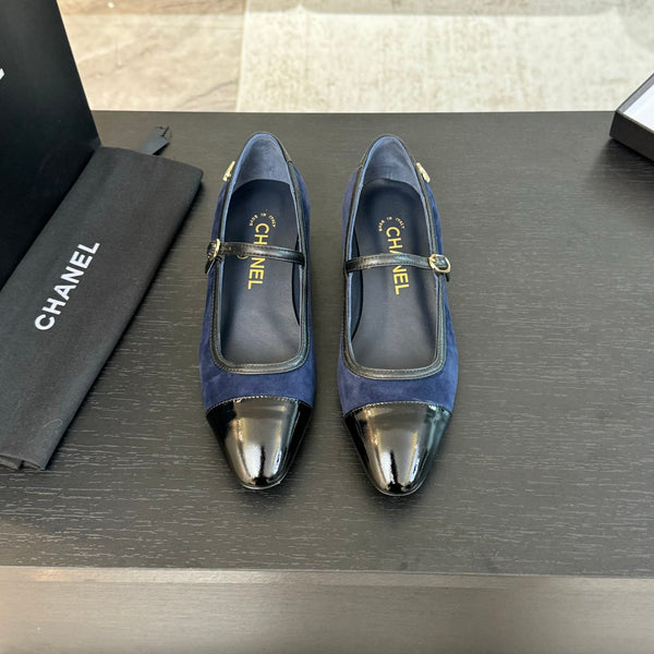 CC Mary Jane Black Dark Blue Suede