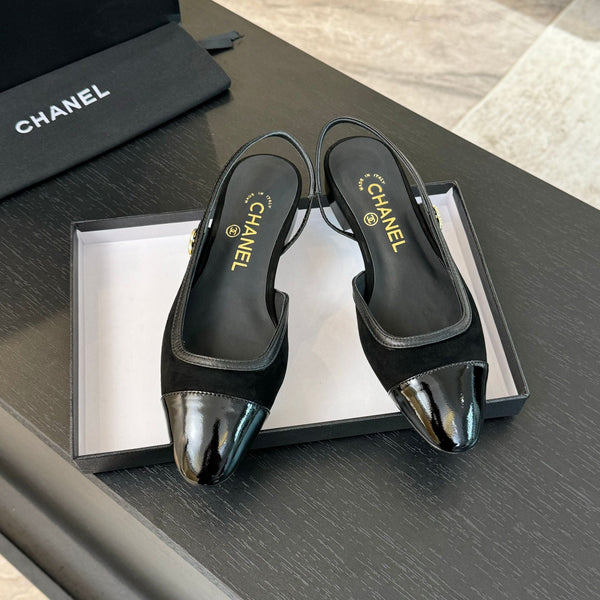 CC Slingback in pelle scamosciata nera