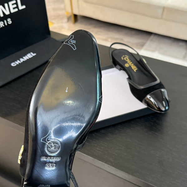 CC Slingback in pelle scamosciata nera