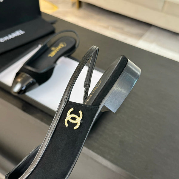 CC Slingback in pelle scamosciata nera