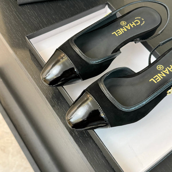 CC Slingback in pelle scamosciata nera