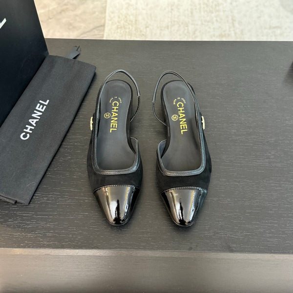 CC Slingback in pelle scamosciata nera