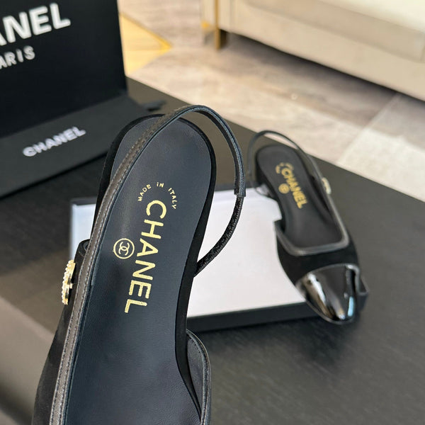 CC Slingback in pelle scamosciata nera